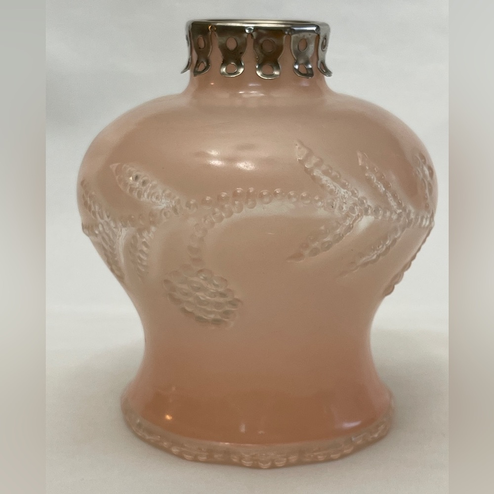 Vintage Light Globe Glass Cover Sconce Pink Floral Scalloped Edge EUC!
